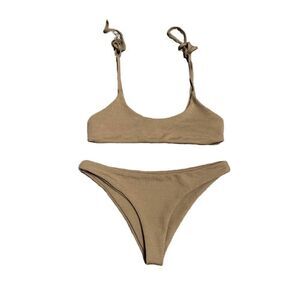 Zaful Taupe Ribbed Bikini Set Light Brown Tan Sexy Beige Nude Cocoa Swimsuit